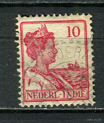 Нидерландская Индия - 1914/1915 - Королева Вильгельмина 10С - [Mi.115] - 1 марка. Гашеная.  (Лот 21Js)-T25P1