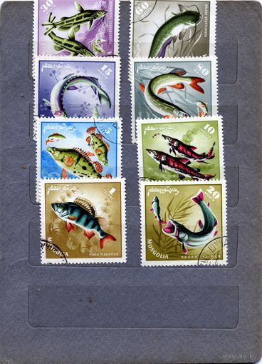 МОНГОЛИЯ, 1965  РЫБЫ,   серия  8м   гашен