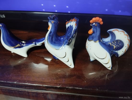 Набор для специй. Петух, Индюк и Голубка. ЛФЗ. Экспортное клеймо.