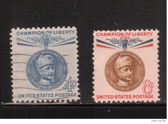 США-1960, (Мих.795-796) , гаш. , Личности, Маннергейм(полная серия)