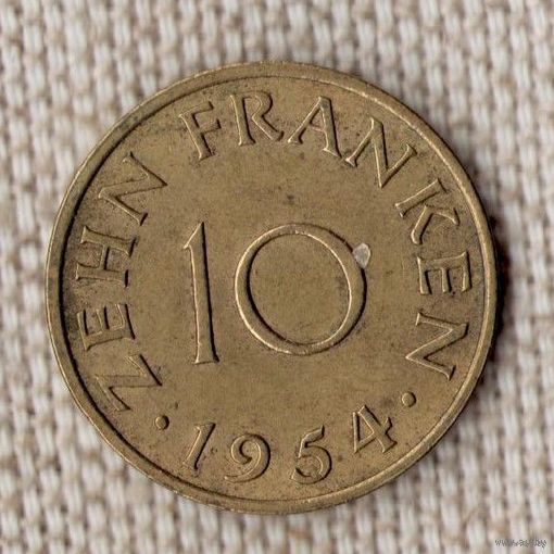 Германия Саар 10 франков 1954//(Oct)