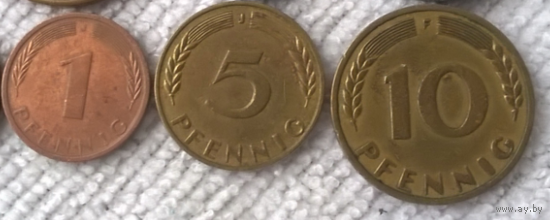 1, 5, 10 пфеннингов. ГДР