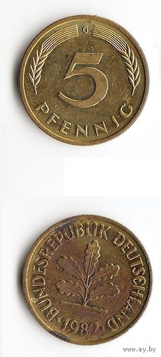 5 пфеннигов Германия 1982 года(G)