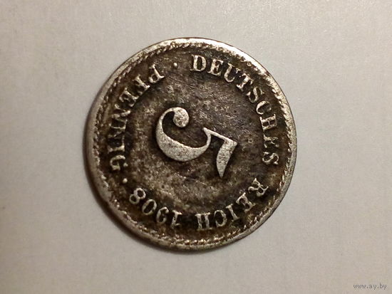 5 пфеннигов Германия 1908 год