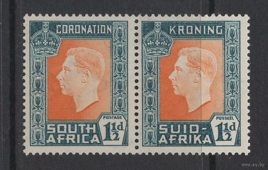 1937 Южная Африка ** Коронация George VI, сцепка 2 марки (SG 73)