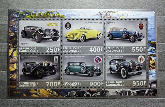 Габон 2017 Транспорт Ретро Автомобили MNH лист 6 марок