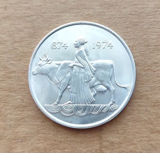 Исландия, 500 крон 1974 г., серебро 0.925, 1100 лет первым поселенцам