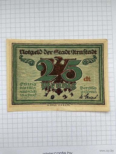 Нотгельд 25 пфеннигов Германия Урунштадт-0501