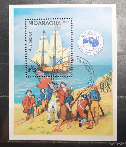 Никарагуа. 1984 год. Флот. Парусники. История мореплавания. Блок (949)