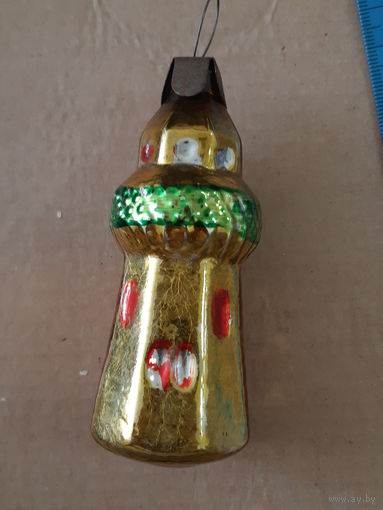 Ёлочная игрушка Маяк, стекло. СССР