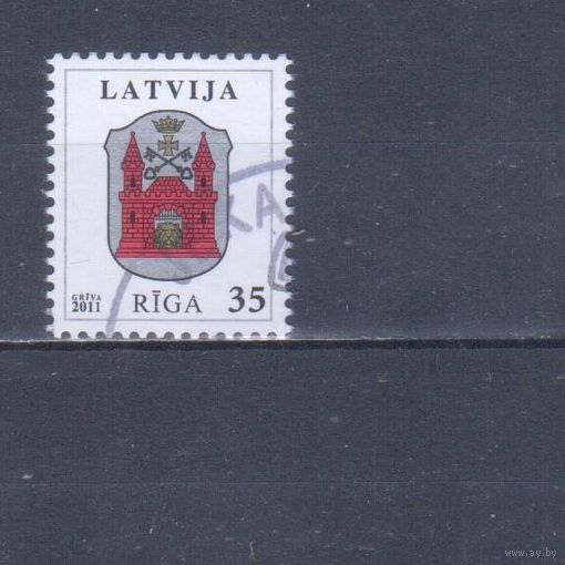 [1465] Латвия 2011. Герб Риги. Гашеная марка.