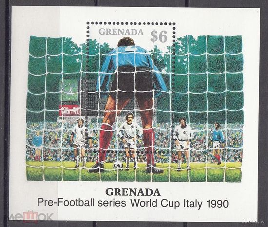Гренада Футбол Чемпионат мира Италия-90 FIFA Рома Джузеппе Джаннини 1990 Блок   MNH