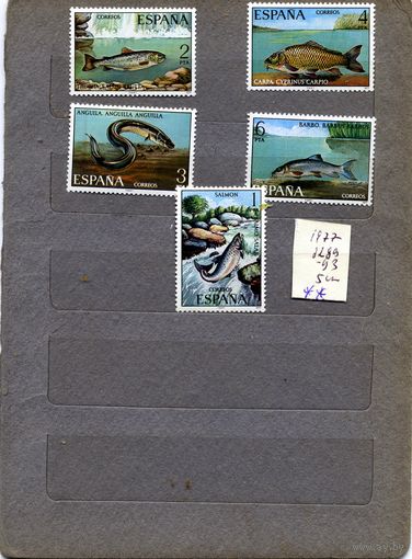 ИСПАНИЯ, 1977,  РЫБЫ,  5м, **чистая