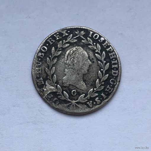 20 крейцеров 1783 Иосиф II - Закрытый венок над головой