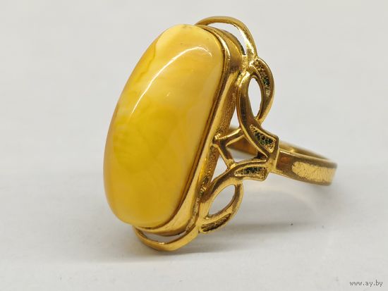 Кольцо вставка янтарь желток Размер 18 СССР. с рубля