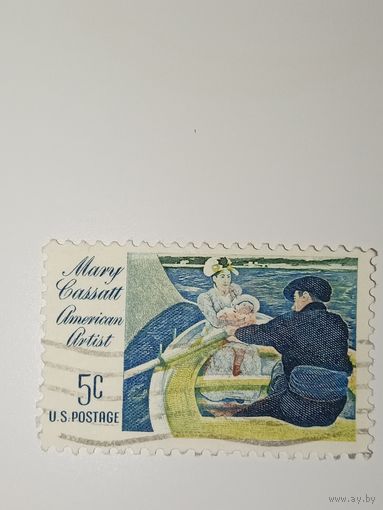США 1966 На марке воспроизведена картина Мэри Кассат "Катание на лодке" (The Boating Party), написанная в 1893 году.