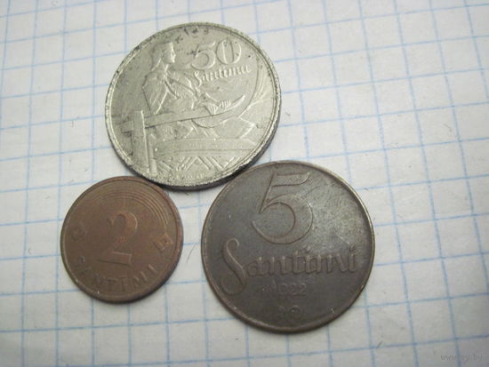 Три монеты Латвии/3 с рубля!