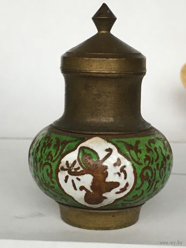 Старинная редкая солонка, эмаль