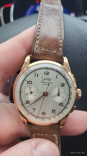 ХРОНОГРАФ JOLUS VINTAGE, Швейцария ,18-КАРАТНОЕ РОЗОВОЕ ЗОЛОТО 1950 г.