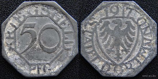 YS: Германия, Dortmund, 50 пфеннигов 1917, нотгельд города Дортмунд, цинк, Funck# 103.3