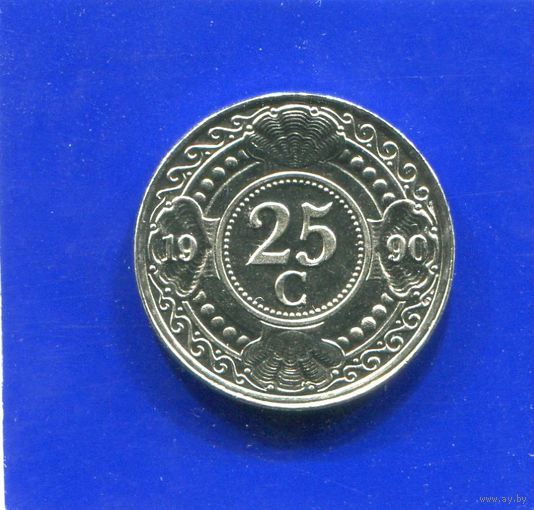 Антильские острова 25 центов 1990 UNC