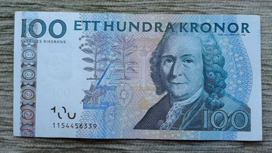 Werty71 Швеция 100 крон 2000 банкнота Карл вон ЛИННЕЙ Пчела