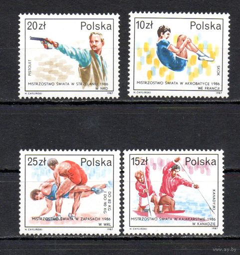 Успех польских спортсменов на чемпионатах мира Польша  1987 год серия из 4-х марок
