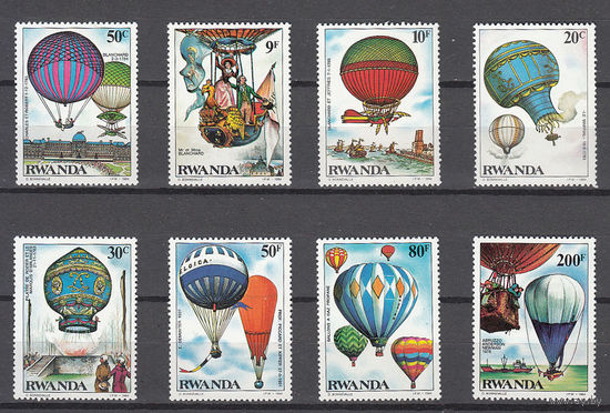 Авиация. Воздушные шары. Руанда. 1984. 8 марок. Michel N 1267-1274 (11,0 е)