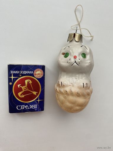 Елочная игрушка. Котенок в лукошке.