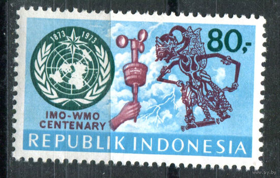 Индонезия - 1973г. - 100 лет международной организации по Метеорологии - 1 марка - полная серия, MNH с пожелтением клея [Mi 728]. #4-W1-Z-1-15