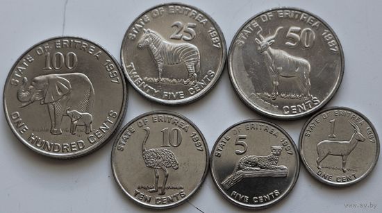 Эритрея Набор монет (100, 50, 25, 10, 5 , 1) 1997 год