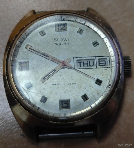 Часы слава, календарь. Экспорт. На ходу. Позолоченные AU 20