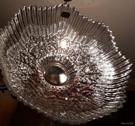 Шикарная ваза для фруктов. Блюдо. Диаметр 30 см. Свинцовый хрусталь