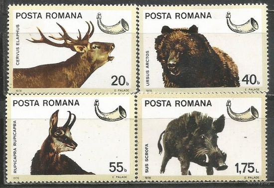 Румыния. Охотничьи животные. 1976г. Mi#3366-69.