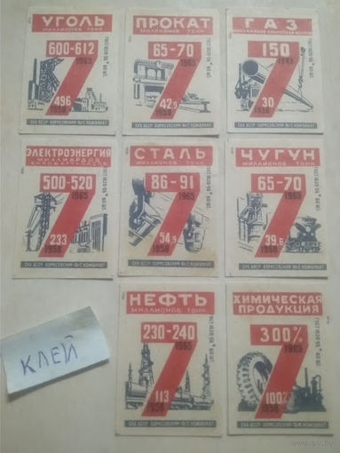 Спичечные этикетки ф.Борисов. Планы семилетки 1958-1965. 1958 год