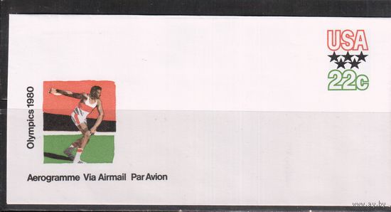 США-1979,  Спорт,  ОИ-1980, Конверт, Аэрограмма