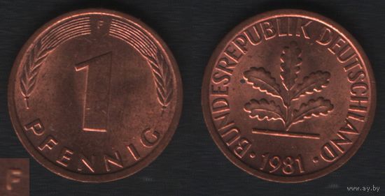 Германия km105 (ФРГ) 1 пфенниг 1981 год (F) (_5