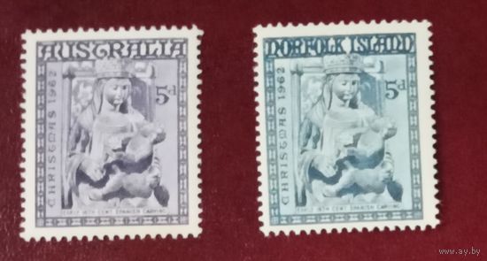Австралия и Норфолк** 1962 Рождество 2 полных серии без наклеек и их следов