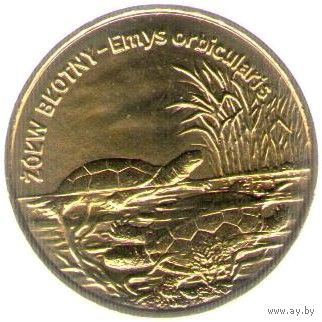 Польша 2 злотых, 2002 Болотная черепаха UNC
