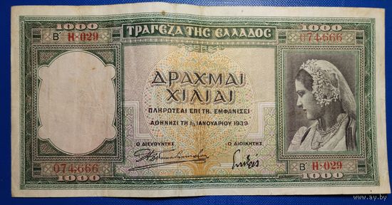 Греция 1000 драхм 1939 г.