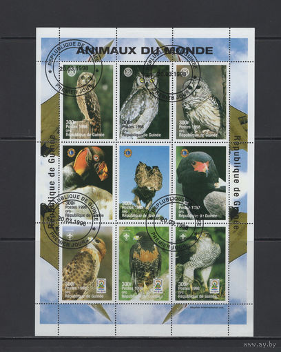 Фауна Птицы Гвинея 1998** Хищные птицы малый лист Фил.гашение Used