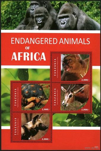 2016 Танзания 5229-5232KL Фауна, Черепахи, Обезьяны 12,00 евро