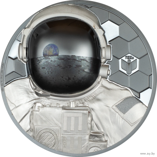 Острова Кука 20 долларов 2024г. "Космонавт - Настоящие герои". Black Proof. Монета в капсуле; подарочной рамке - футляре; сертификат; коробка. СЕРЕБРО 93,30гр.(3 oz).