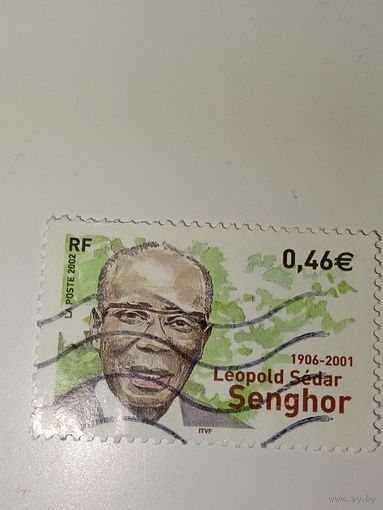 Франция год 2002 год Марка посвящена Леопольду Седару Сенгору (1906–2001)