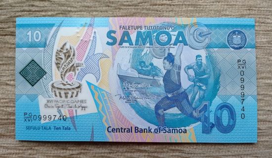 Werty71 Самоа 10 тала 2019 UNC банкнота XVI Тихоокеанские игры полимер