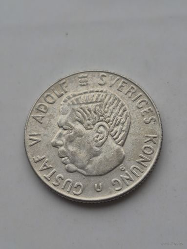 1 крона 1962 года Швеция. Серебро 400. Монета не чищена. 45401