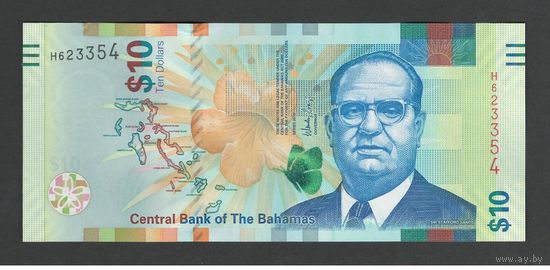 Багамские острова 10 долларов 2016 года. Тип P-79. Состояние UNC