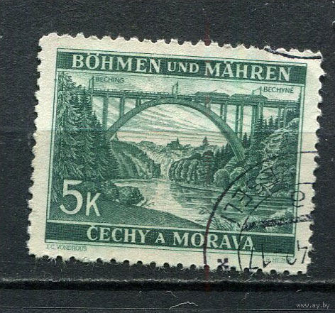 Богемия и Моравия - 1940/0941 - Железнодорожный мост 5K - [Mi.57] - 1 марка. Гашеная.  (Лот 18HD)-T4P3