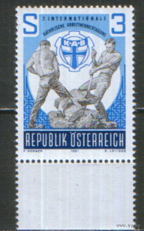 Полная серия из 1 марки 1981г. Австрия "7-ая Международная конференция рабочих-католиков в Вене" MNH