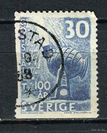 Швеция - 1958 - Промышленность, сталь 30 О - (с повреждением) - [Mi.441Du] - 1 марка. Гашеная.  (LOT Gj46)-T3P23